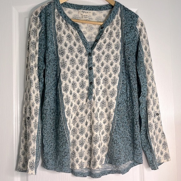 Style & Co PETITE Boho pattern top blouse - Picture 4 of 7